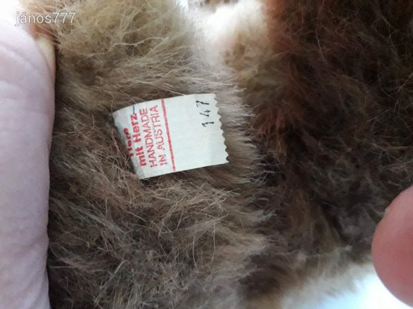 Eredeti Tiere mit Herz Berg mackó maci régi öreg medve 41 cm-es SÍRÓ plüssfigura Limitált kiadású !!