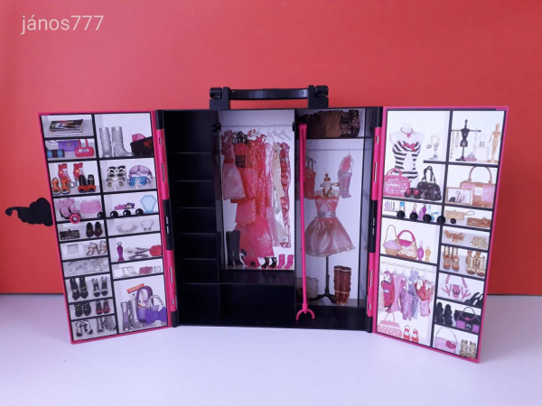 Eredeti Mattel 2011 Barbie hordozható gardrób szekrény ruha és kiegészítő tároló !