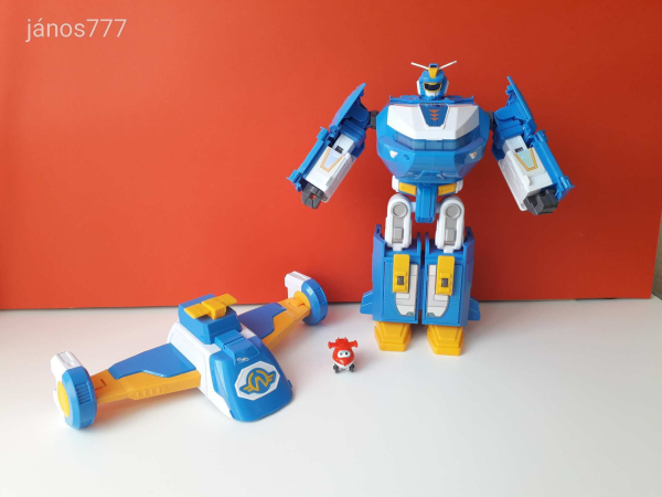 Eredeti Alpha Super Wings 3-az-1-ben World Aircraft átalakuló robot Jett repülővel !! A szárnyalók