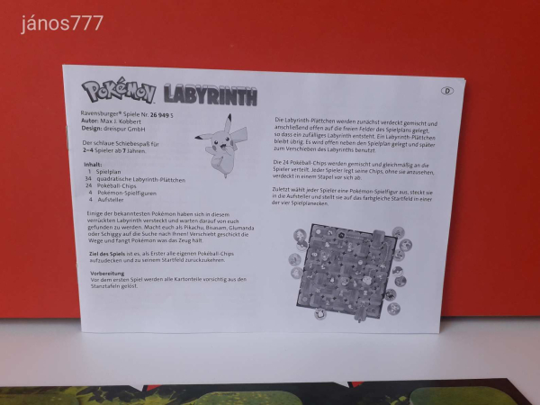Eredeti Ravensburger Pokémon Labyrinth labirintus társasjáték !
