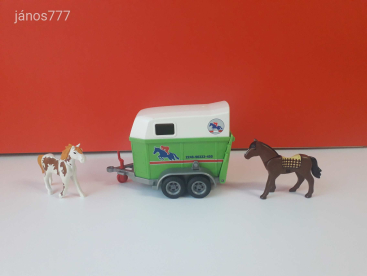 Eredeti Playmobil Lószállító utánfutó + 2db ló csomag !!