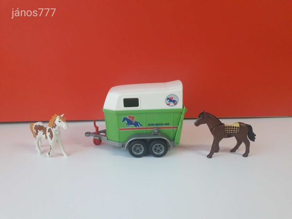 Eredeti Playmobil Lószállító utánfutó + 2db ló csomag !!