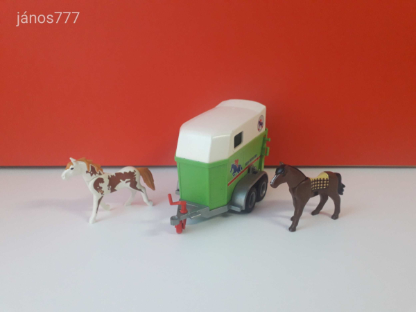 Eredeti Playmobil Lószállító utánfutó + 2db ló csomag !!
