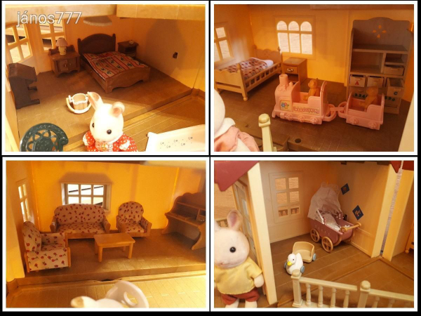 Eredeti Sylvanian Families nagy ház világítással berendezéssel figurákkal !!