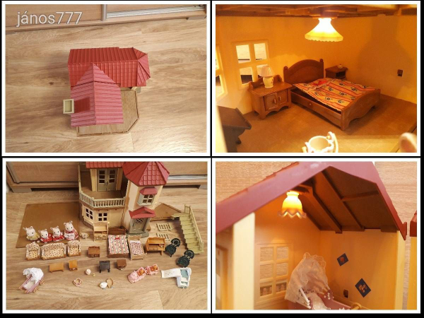 Eredeti Sylvanian Families nagy ház világítással berendezéssel figurákkal !!
