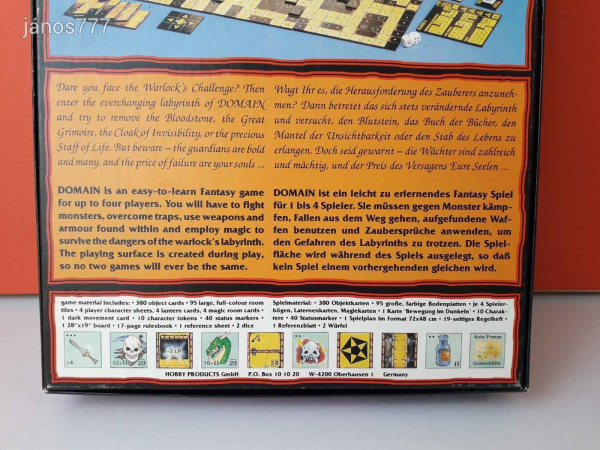 Eredeti Hobby Products 1991 DOMAIN társasjáték !! EXTRA RITKA !!! Fantasy játék !!