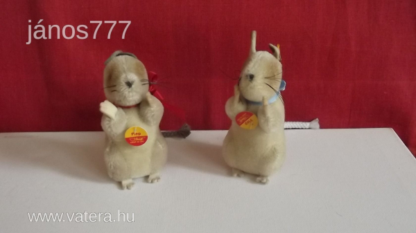Eredeti STEIFF EGÉR pár !!  2 db régi , antik Steiff Flep egérke kabala figura !! EXTRA !!!