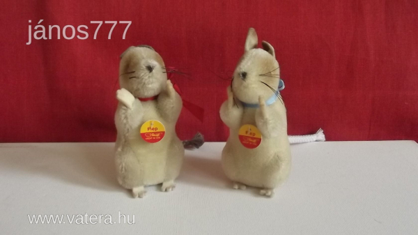Eredeti STEIFF EGÉR pár !!  2 db régi , antik Steiff Flep egérke kabala figura !! EXTRA !!!