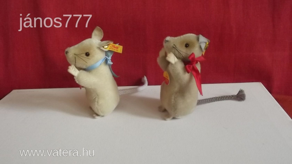 Eredeti STEIFF EGÉR pár !!  2 db régi , antik Steiff Flep egérke kabala figura !! EXTRA !!!