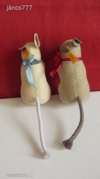 Eredeti STEIFF EGÉR pár !!  2 db régi , antik Steiff Flep egérke kabala figura !! EXTRA !!!