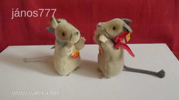 Eredeti STEIFF EGÉR pár !!  2 db régi , antik Steiff Flep egérke kabala figura !! EXTRA !!!