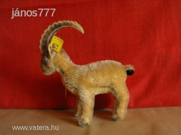 Eredeti STEIFF antik KECSKE kabala figura ROCKY goat 1950 címkés !!! EXTRA !!