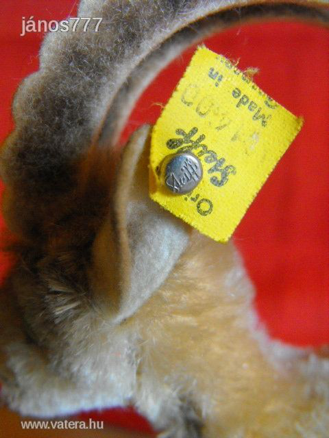 Eredeti STEIFF antik KECSKE kabala figura ROCKY goat 1950 címkés !!! EXTRA !!