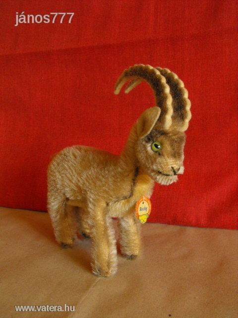 Eredeti STEIFF antik KECSKE kabala figura ROCKY goat 1950 címkés !!! EXTRA !!