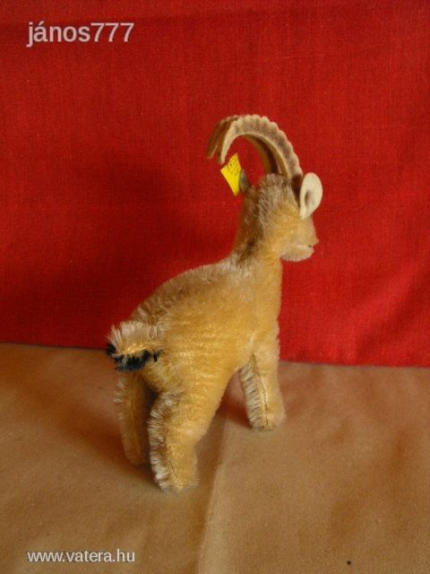 Eredeti STEIFF antik KECSKE kabala figura ROCKY goat 1950 címkés !!! EXTRA !!