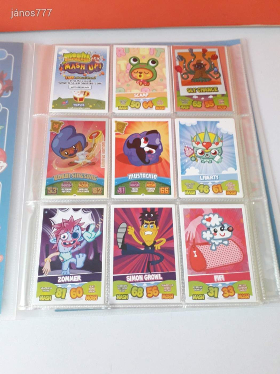 Eredeti Topps Moshi Monsters Mash Up! kártya gyűjtemény gyűjtő mappában !! 142db kártya !!!