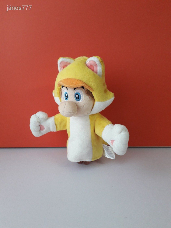 Eredeti Nintendo SUPER MARIO 3D LAND BÁB cica jelmezben plüss 26 cm-es kabala figura ! EXTRA
