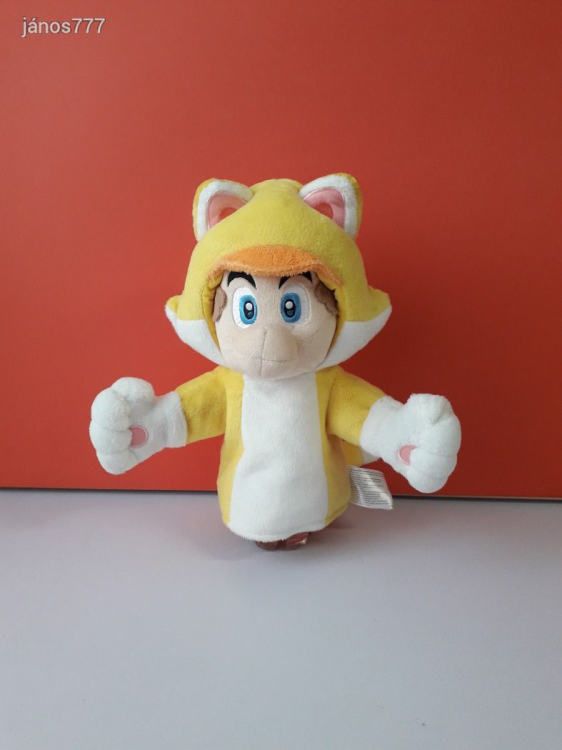 Eredeti Nintendo SUPER MARIO 3D LAND BÁB cica jelmezben plüss 26 cm-es kabala figura ! EXTRA