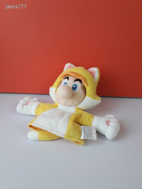 Eredeti Nintendo SUPER MARIO 3D LAND BÁB cica jelmezben plüss 26 cm-es kabala figura ! EXTRA