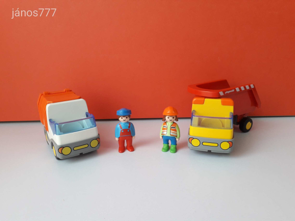 Eredeti Playmobil 1.2.3 munkagépek autók járművek csomag !!
