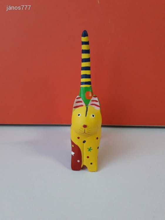 CICA kabala figura 17 cm-es színes macska figura fa dísztárgy !! EXTRA !!!