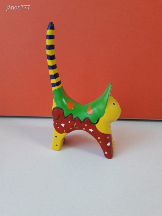 CICA kabala figura 17 cm-es színes macska figura fa dísztárgy !! EXTRA !!!