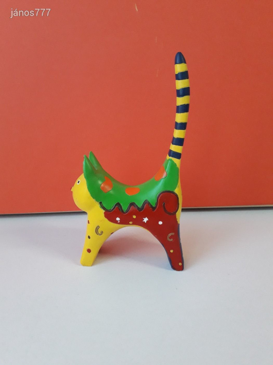 CICA kabala figura 17 cm-es színes macska figura fa dísztárgy !! EXTRA !!!