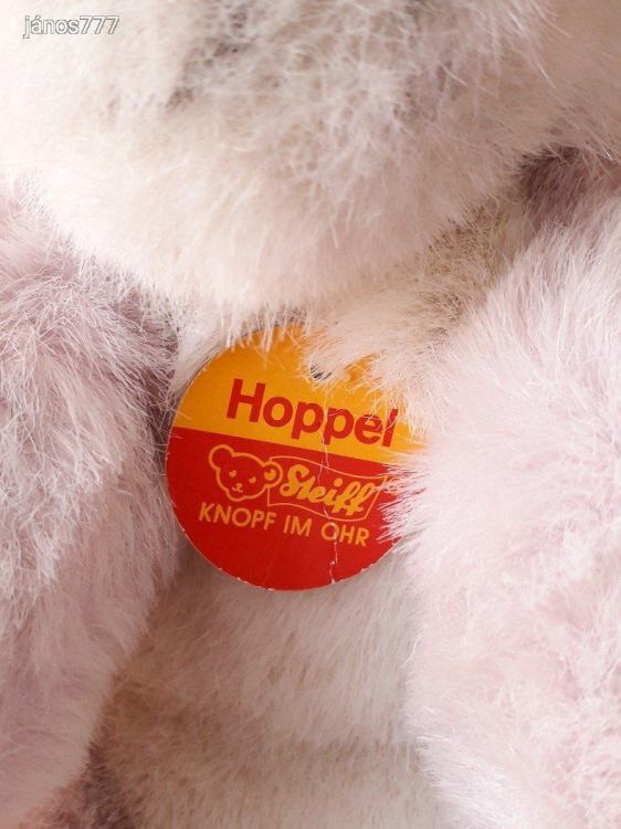 Eredeti Steiff nyúl plüss nyuszi kabala figura ! 25 cm-es plüssfigura Steiff HOPPEL Rabbit ! EXTRA !