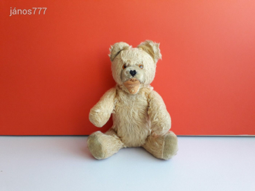 FECHTER antik mackó régi medve 32 cm-es !! Szalma töltetű moher maci EXTRA !!!