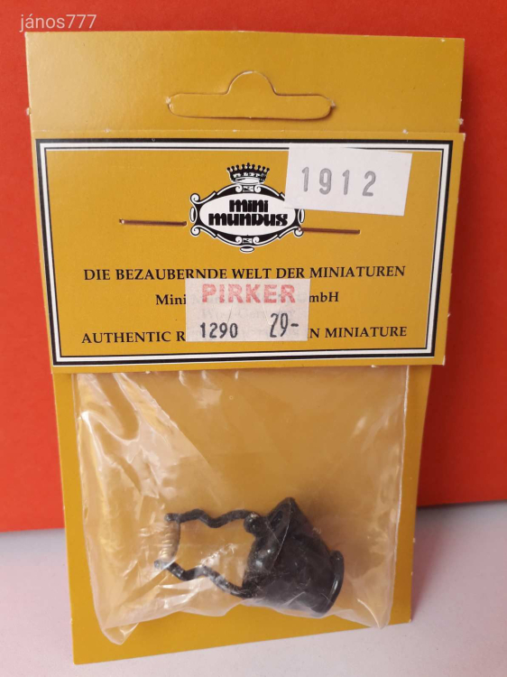 Eredeti Mini Mondus vintage babaház kiegészítő miniatűr fém szenes vödör csomag - Bontatlan !