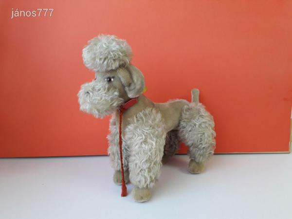 Eredeti Steiff USZKÁR kutya antik plüss PUDLI kabala figura régiség 34 cm !! ÉLETHŰ !! EXTRA