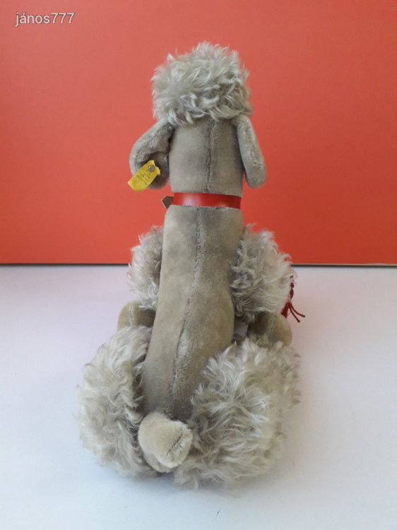 Eredeti Steiff USZKÁR kutya antik plüss PUDLI kabala figura régiség 34 cm !! ÉLETHŰ !! EXTRA