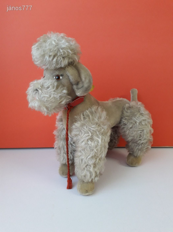 Eredeti Steiff USZKÁR kutya antik plüss PUDLI kabala figura régiség 34 cm !! ÉLETHŰ !! EXTRA