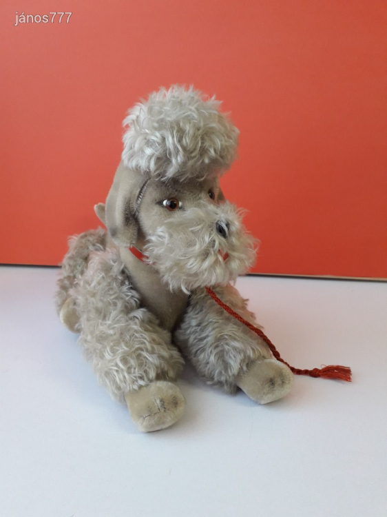 Eredeti Steiff USZKÁR kutya antik plüss PUDLI kabala figura régiség 34 cm !! ÉLETHŰ !! EXTRA
