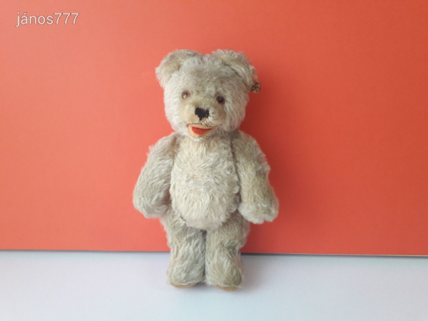 Eredeti FECHTER antik mackó medve régi öreg maci ! 25 cm-es kemény töltetű moher maci ! EXTRA