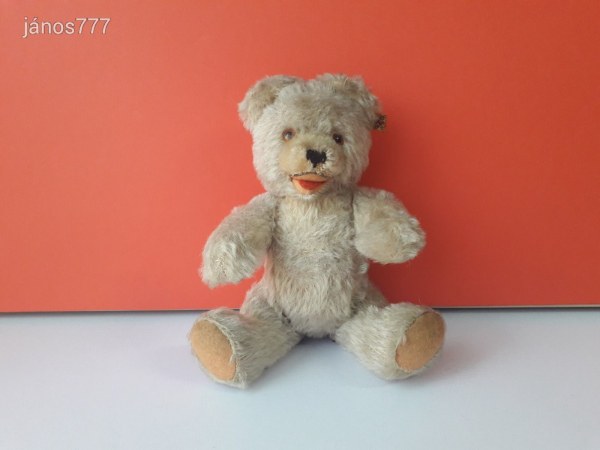 Eredeti FECHTER antik mackó medve régi öreg maci ! 25 cm-es kemény töltetű moher maci ! EXTRA