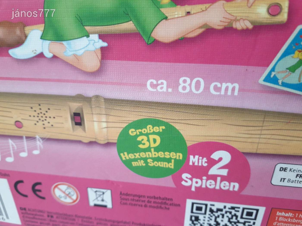 Eredeti Schmidt Bibi Blocksberg BOSZORKÁNY SEPRŰ 80 cm-es Boszi seprű ! Hangot adó EXTRA !!