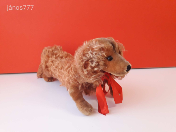 Eredeti STEIFF kutya plüss TACSKÓ 35 cm antik STEIFF Dachshund Dog WALDI kabala figura !! EXTRA !!