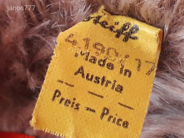 Eredeti STEIFF kutya plüss TACSKÓ 24 cm antik STEIFF Dachshund Dog kabala figura !! EXTRA !!