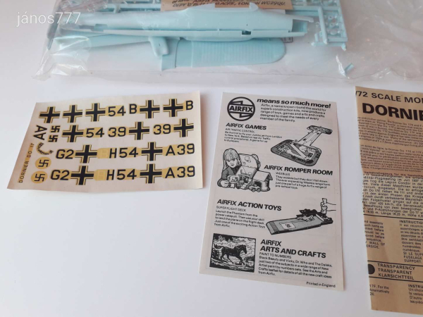 Eredeti Airfix Dornier Do 17 Luftwaffe bombázó repülőgép makett modell 1:72 ! AIRFIX 4014