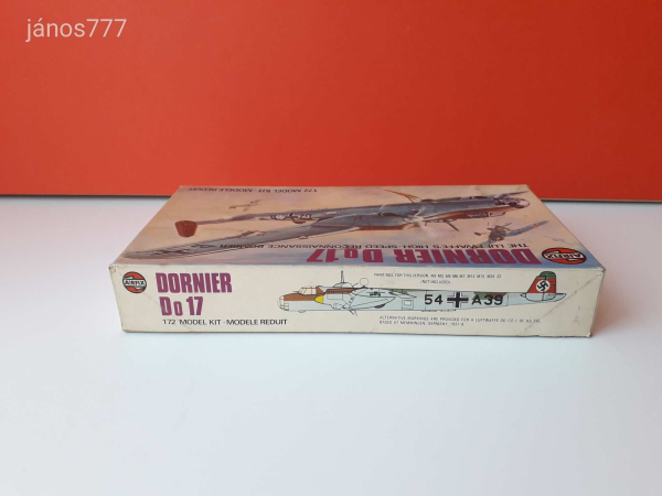 Eredeti Airfix Dornier Do 17 Luftwaffe bombázó repülőgép makett modell 1:72 ! AIRFIX 4014