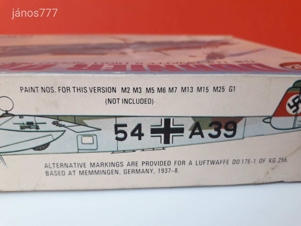 Eredeti Airfix Dornier Do 17 Luftwaffe bombázó repülőgép makett modell 1:72 ! AIRFIX 4014