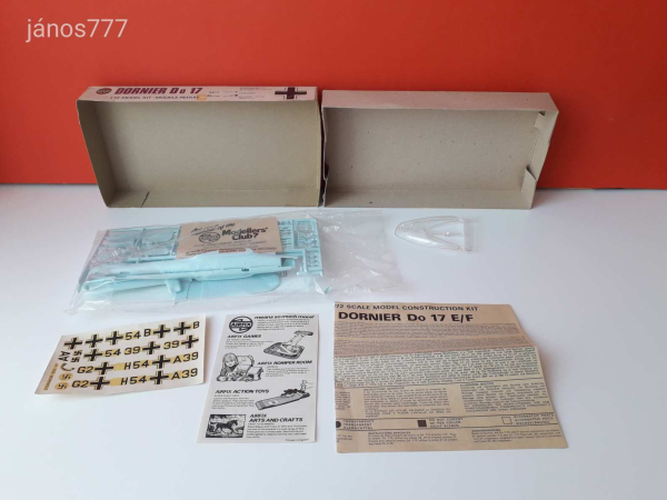 Eredeti Airfix Dornier Do 17 Luftwaffe bombázó repülőgép makett modell 1:72 ! AIRFIX 4014