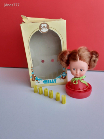 Eredeti MILLY fodrász játék BABAFEJ retro játék fésülhető baba fej !! Made in GDR EXTRA
