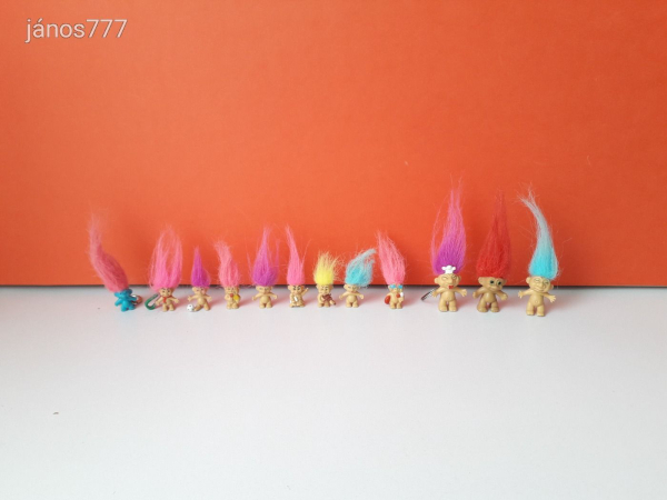 Troll figura vintage baba retro Troll kabala figura 12 db-os Kulcstartó CSOMAG együtt ! EXTRA