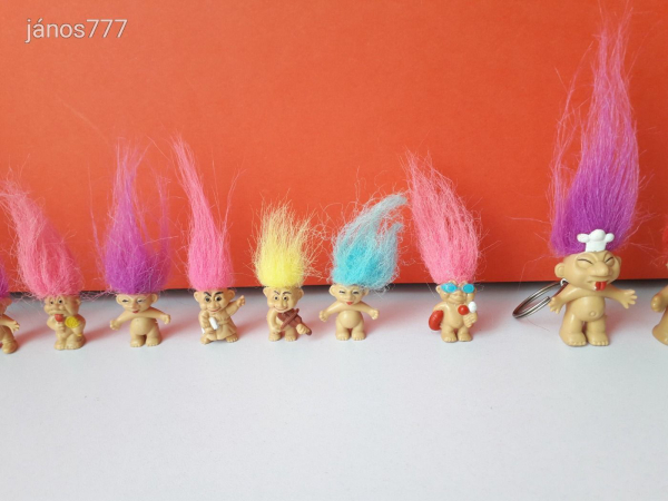 Troll figura vintage baba retro Troll kabala figura 12 db-os Kulcstartó CSOMAG együtt ! EXTRA