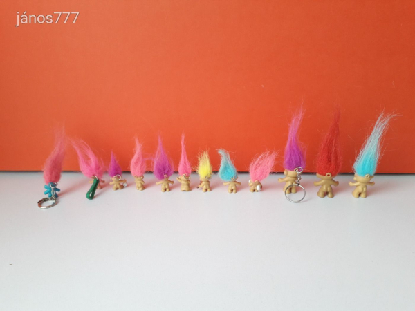 Troll figura vintage baba retro Troll kabala figura 12 db-os Kulcstartó CSOMAG együtt ! EXTRA