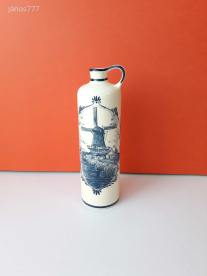 DELFT porcelán italos palack régi holland kék - fehér 26 cm-es Handmade Made in Holland