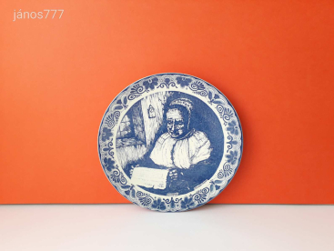 DELFT porcelán dísztányér falitányér régi holland 29 cm-es tányér Handpainted Made in Holland