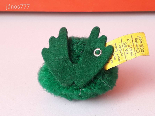 Eredeti STEIFF BÉKA antik vintage MINI kabala figura Breki 1960-as évek Steiff Pompom Frog 7180/05